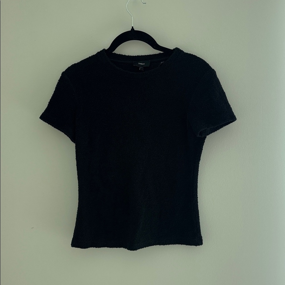 Theory Women’s Tiny Tee in Bouclé Jersey - Black - Picture 4 of 5